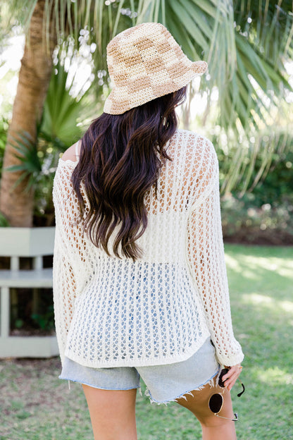 Souls Of Sunshine Ivory Scalloped Detail Crochet Sweater SALE