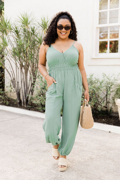 Raise Your Standards Sage Green Jumpsuit SALE