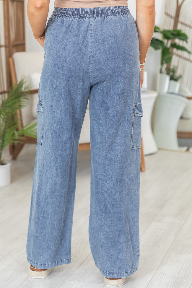 In The Clouds Medium Wash Chambray Cargo Pants SALE