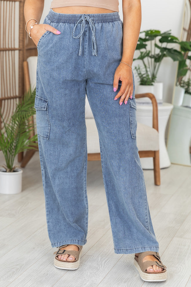 In The Clouds Medium Wash Chambray Cargo Pants SALE