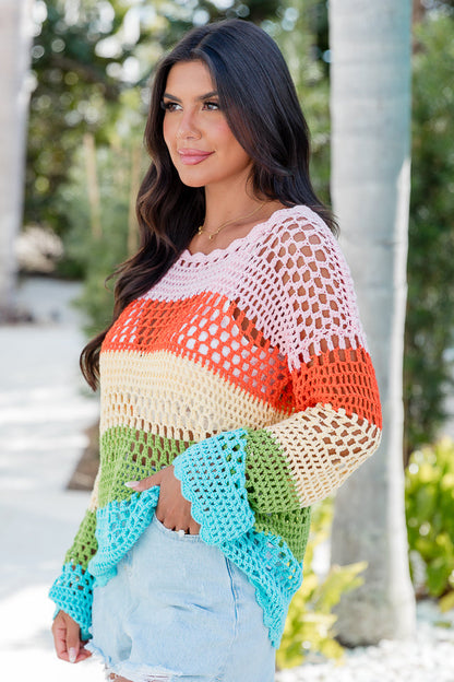 A New Hope Rainbow Open Knit Sweater SALE