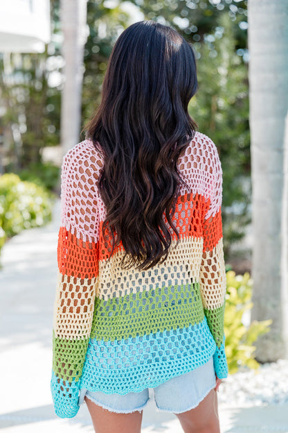 A New Hope Rainbow Open Knit Sweater SALE