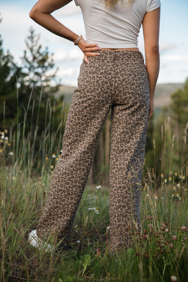 Wild Things Taupe and Brown Leopard Wide Leg Pants