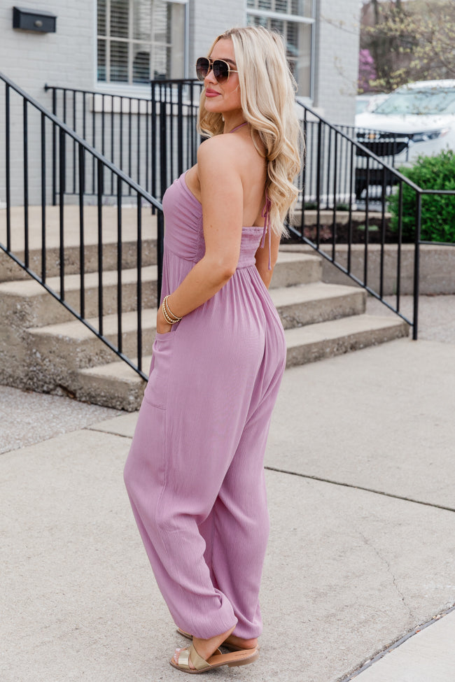 Draw Me In Mauve Halter Neck Jumpsuit SALE