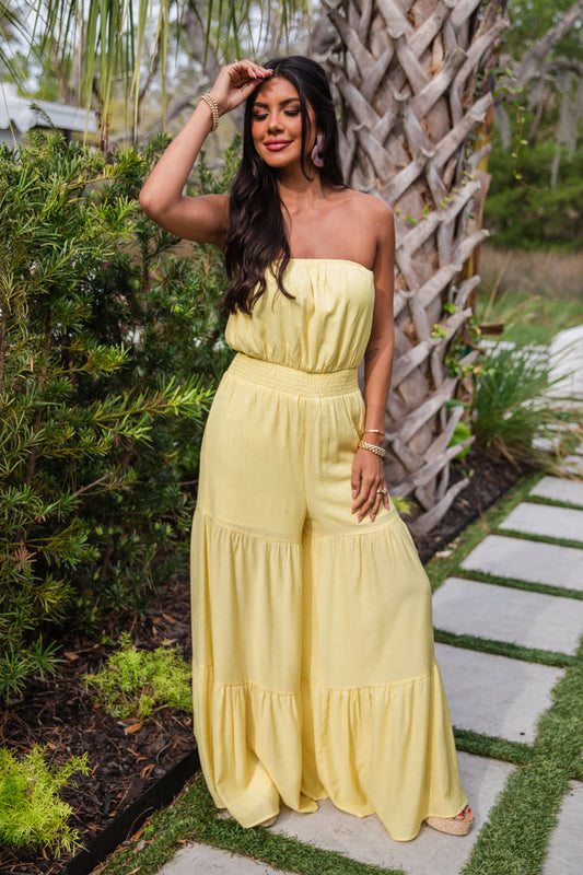 Sunny Side Of Life Yellow Strapless Jumpsuit SALE