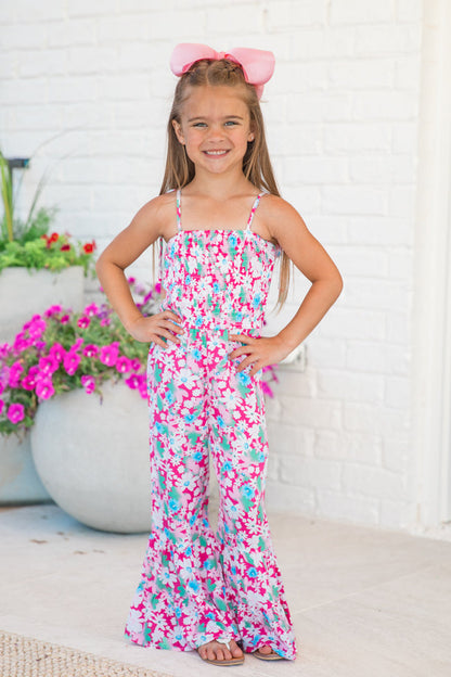 Kid's Aware of This Pink Floral Flare Leg Jumpsuit SALE