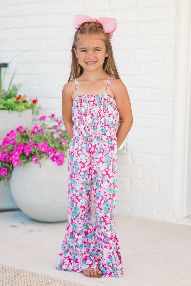 Kid's Aware of This Pink Floral Flare Leg Jumpsuit SALE