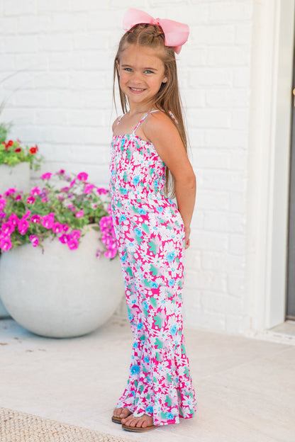 Kid's Aware of This Pink Floral Flare Leg Jumpsuit SALE