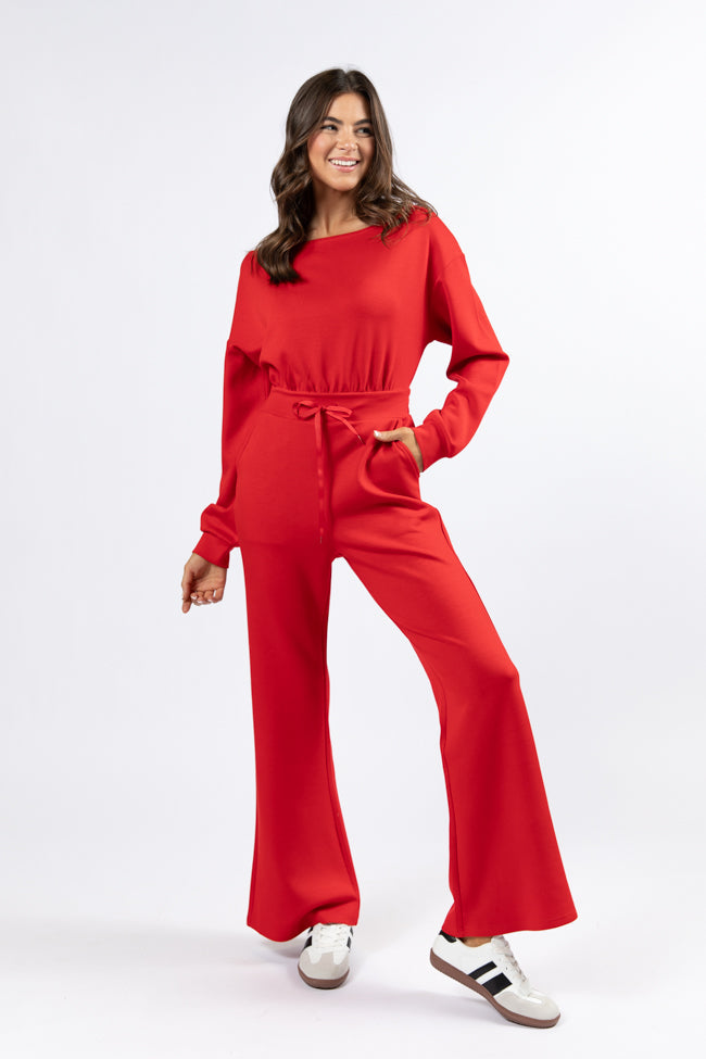 Wear It Out Red Boat Neck Jumpsuit SALE