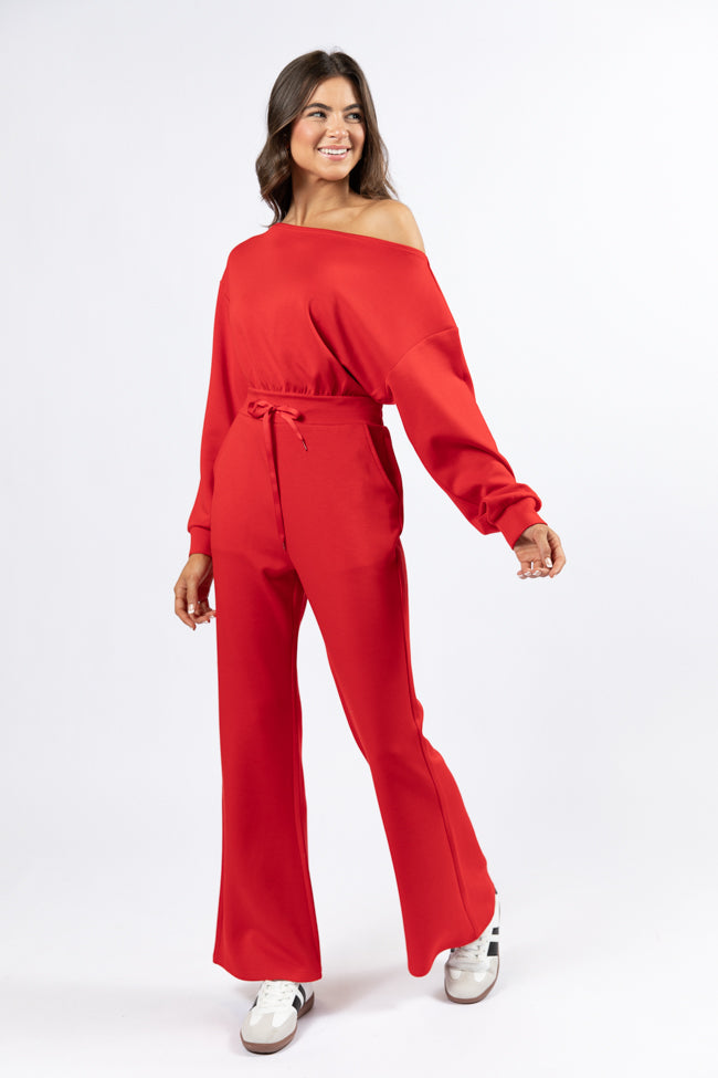 Wear It Out Red Boat Neck Jumpsuit SALE