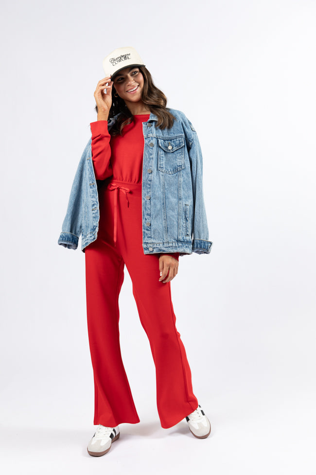 Wear It Out Red Boat Neck Jumpsuit SALE