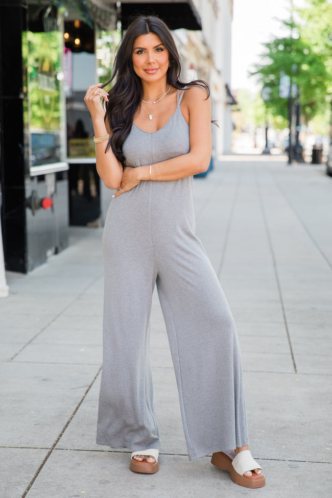 Let Me See You Grey Knit Jumpsuit SALE